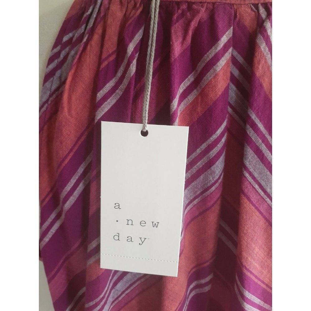 A New Day Sleeveless Cotton Dress Purple Multi Stripes size XL - Picture 5 of 5